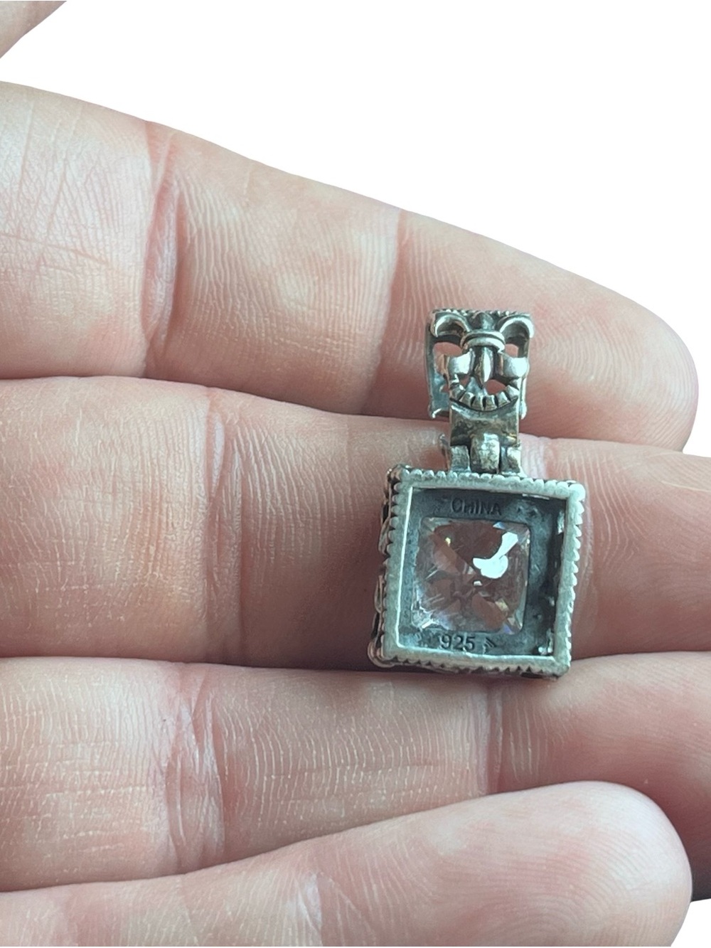 Vtg Silpada Uptown Sterling Silver Square CZ Fleur de Lis Pendant S0979 6.3g - Picture 3 of 16
